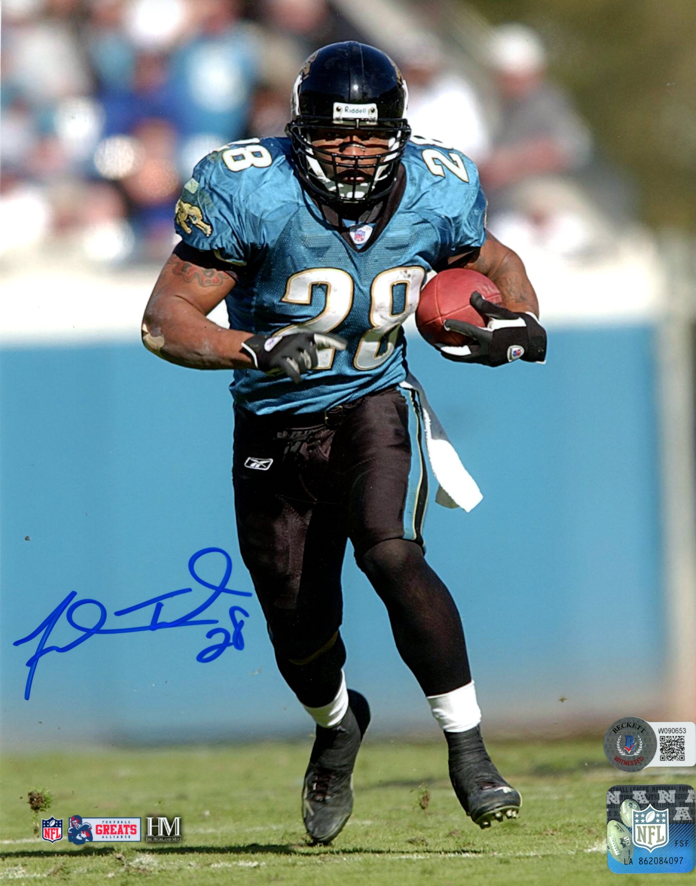 Fred Taylor Autographed/Signed Jacksonville Jaguars 8x10 Photo Beckett 