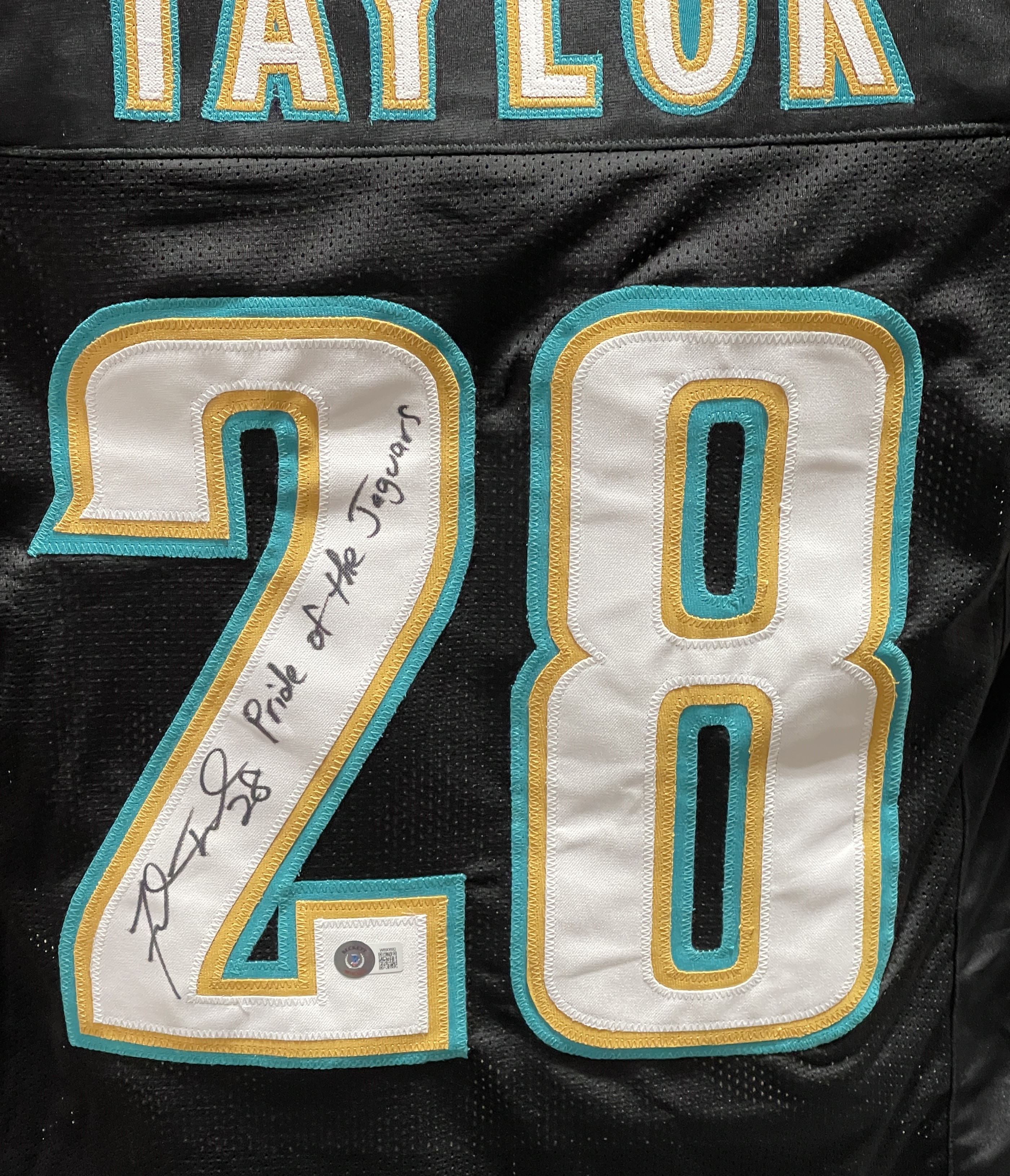 Fred Taylor Autographed/Signed Pro Style Jersey Black Insc. Beckett