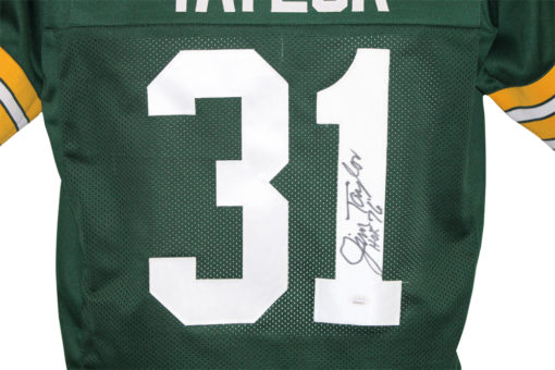 Jim Taylor Autographed/Signed Pro Style Green XL Jersey HOF JSA 13462