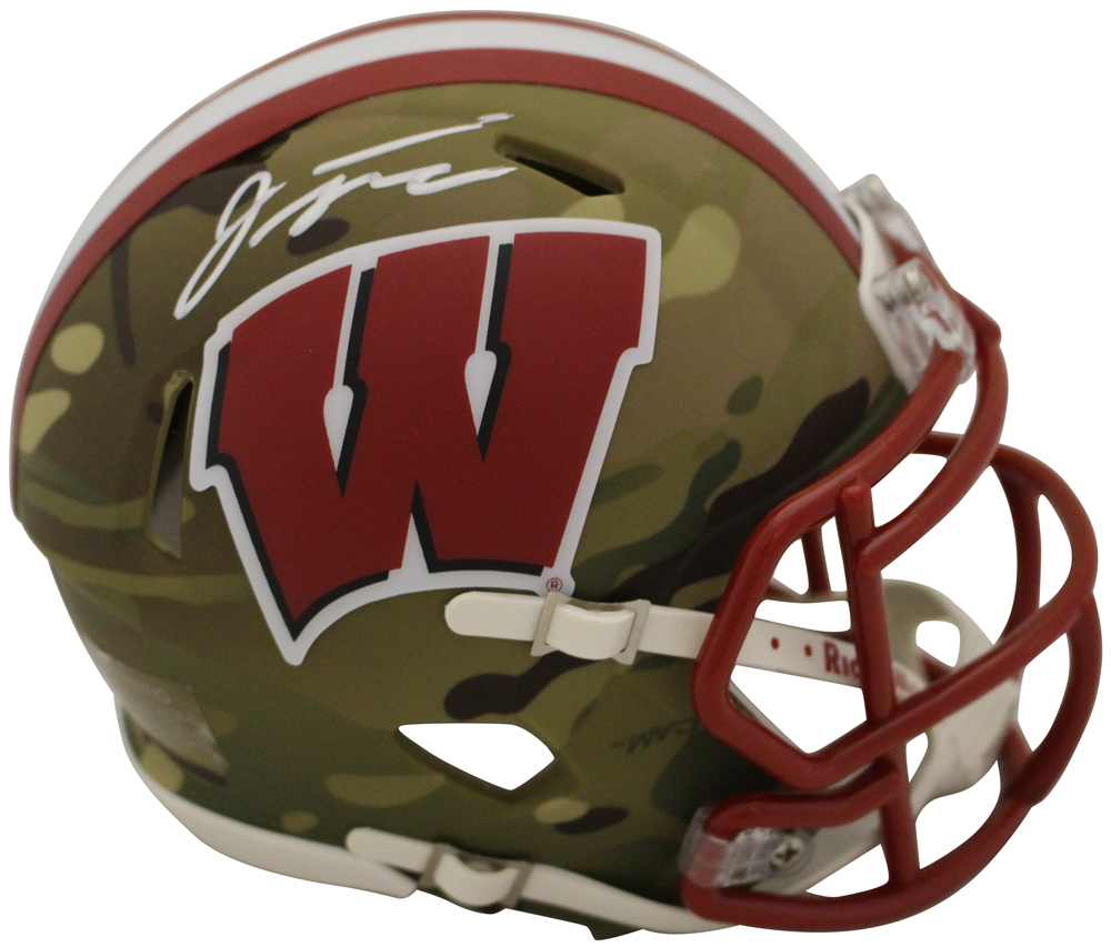Jonathan Taylor Autographed Camo Wisconsin Badgers Mini Helmet FAN