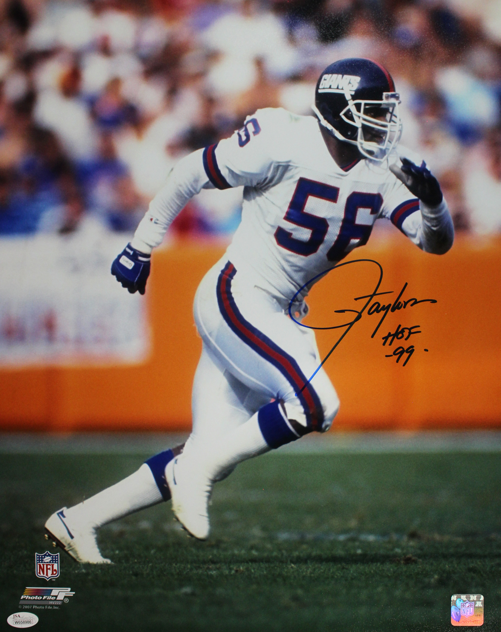 Lawrence Taylor Autographed/Signed New York Giants 16x20 Photo HOF JSA