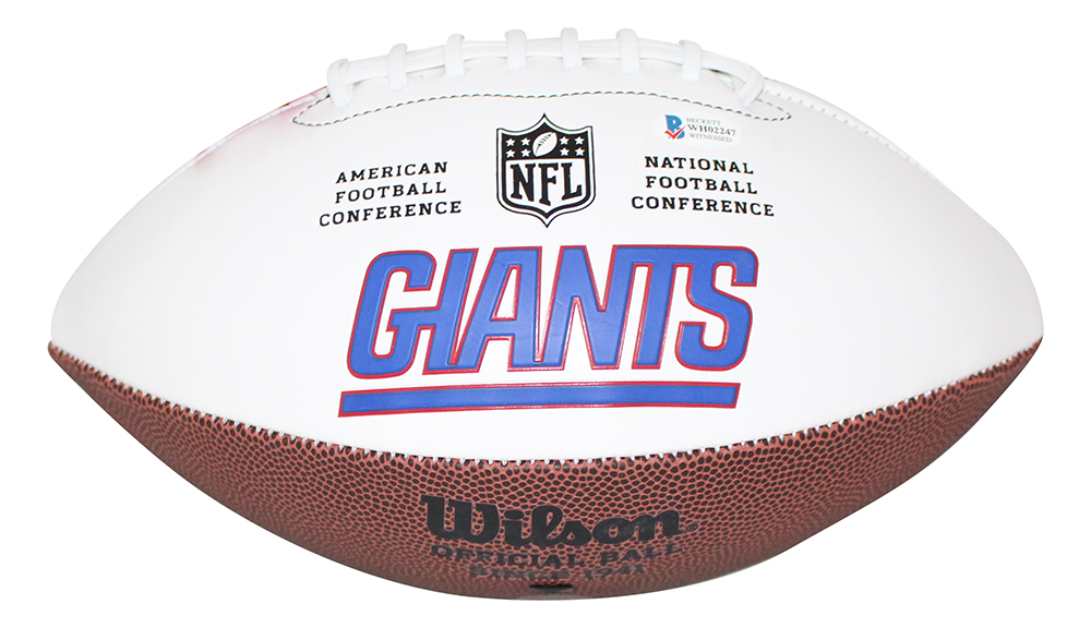 Lawrence Taylor Autographed New York Giants Logo Football HOF Beckett