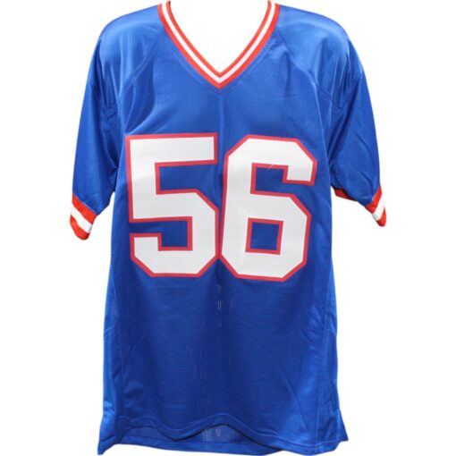 Lawrence Taylor Autographed Pro Style XL Blue Jersey Beckett Witness 49743