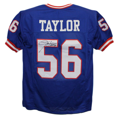 Lawrence Taylor Autographed/Signed Pro Style Blue XL Jersey HOF JSA 13480