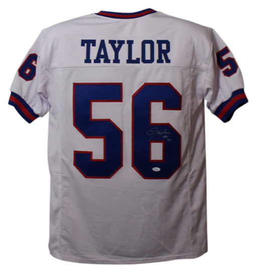 Lawrence Taylor Autographed New York Giants XL White Jersey HOF JSA 21187