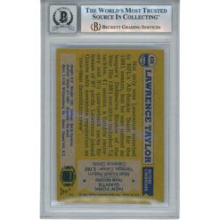 Lawrence Taylor Autographed 1982 Topps #434 Trading Card Slab Beckett 53182