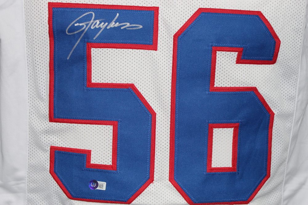 Lawrence Taylor Autographed/Signed Pro Style White XL Jersey Beckett