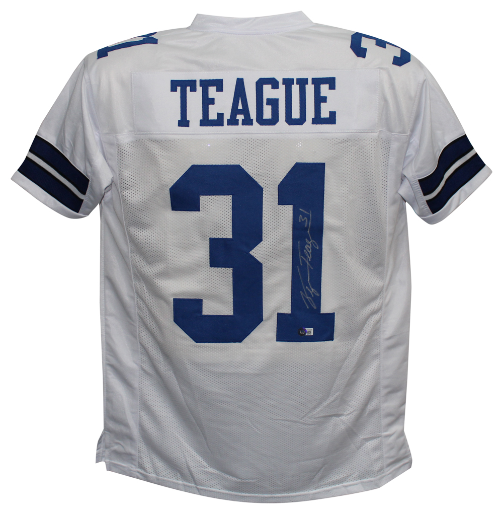 George Teague Autographed/Signed Pro Style White XL Jersey Beckett