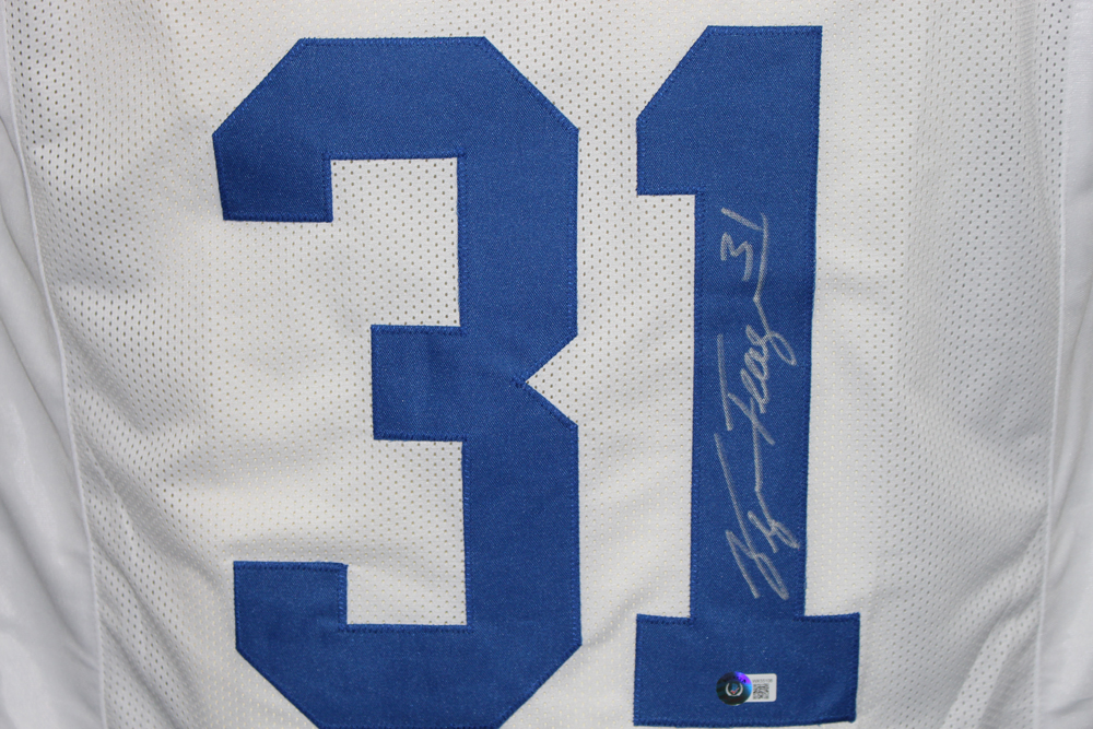 George Teague Autographed/Signed Pro Style White XL Jersey Beckett
