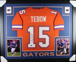 Tim Tebow Autographed College Style Orange XL Framed Jersey 35x43 Beckett 53767