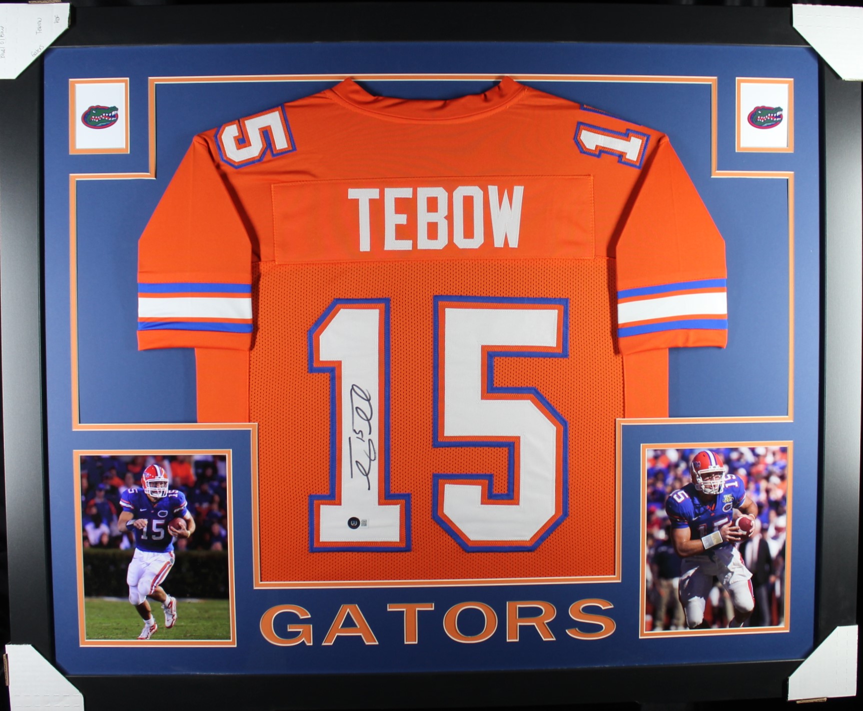 Tim Tebow Autographed College Style Orange XL Framed Jersey 35x43 Beckett 53767 1 Tim Tebow Autographed College Style Orange XL Framed Jersey 35x43 Beckett 53767