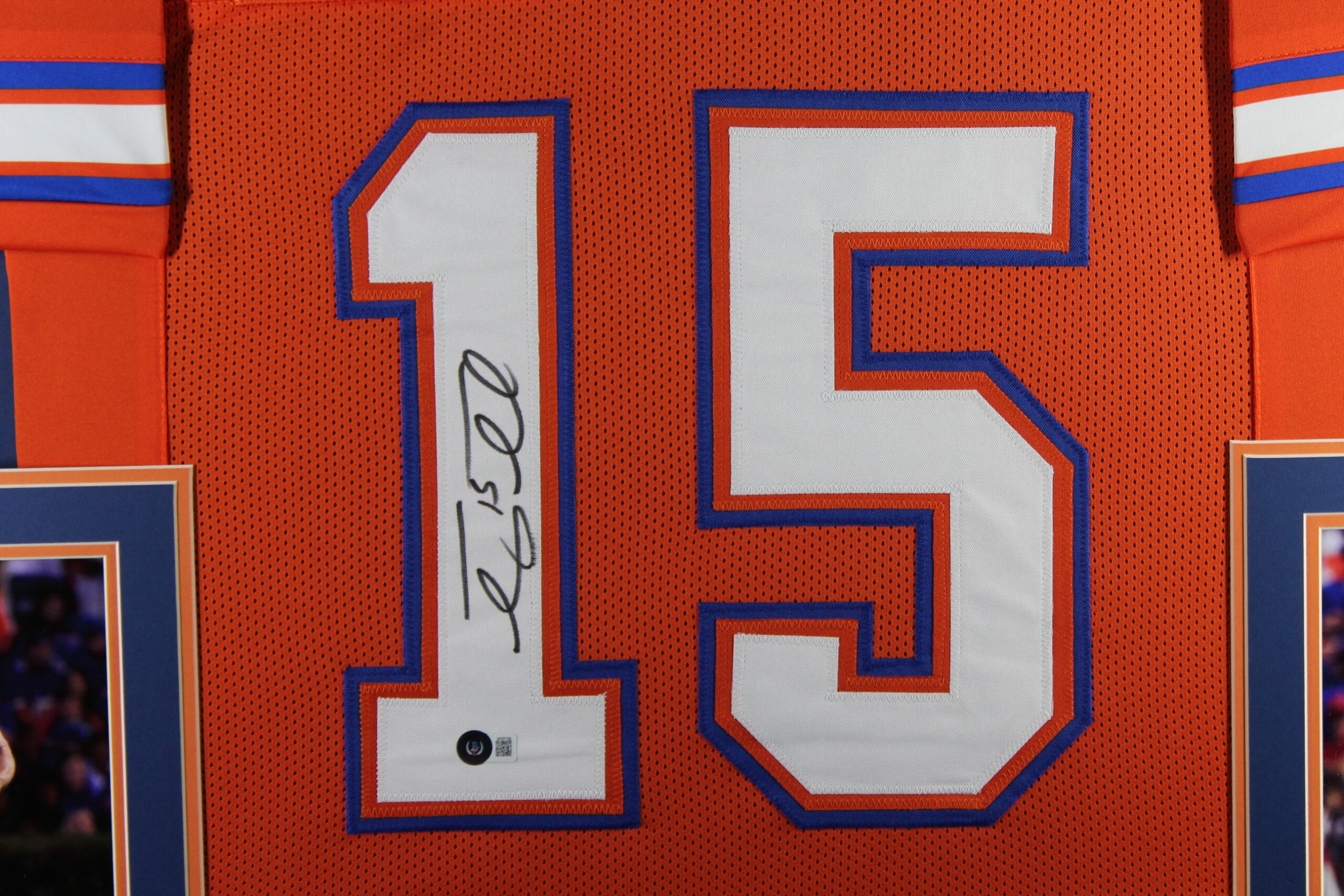 Tim Tebow Autographed College Style Orange XL Framed Jersey 35x43 Beckett 53767 2 Tim Tebow Autographed College Style Orange XL Framed Jersey 35x43 Beckett 53767