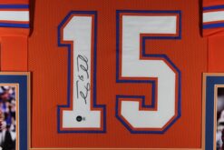 Tim Tebow Autographed/Signed College Style Orange XL Framed Jersey Beckett 51208