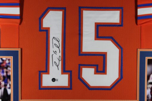 Tim Tebow Autographed/Signed College Style Orange XL Framed Jersey Beckett 51208