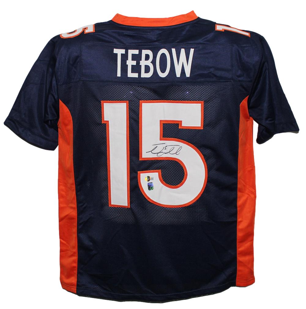 Tim Tebow Autographed/Signed Pro Style Blue XL Jersey Beckett