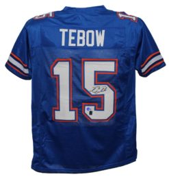 Tim Tebow Autographed/Signed College Style Blue XL Jersey Beckett