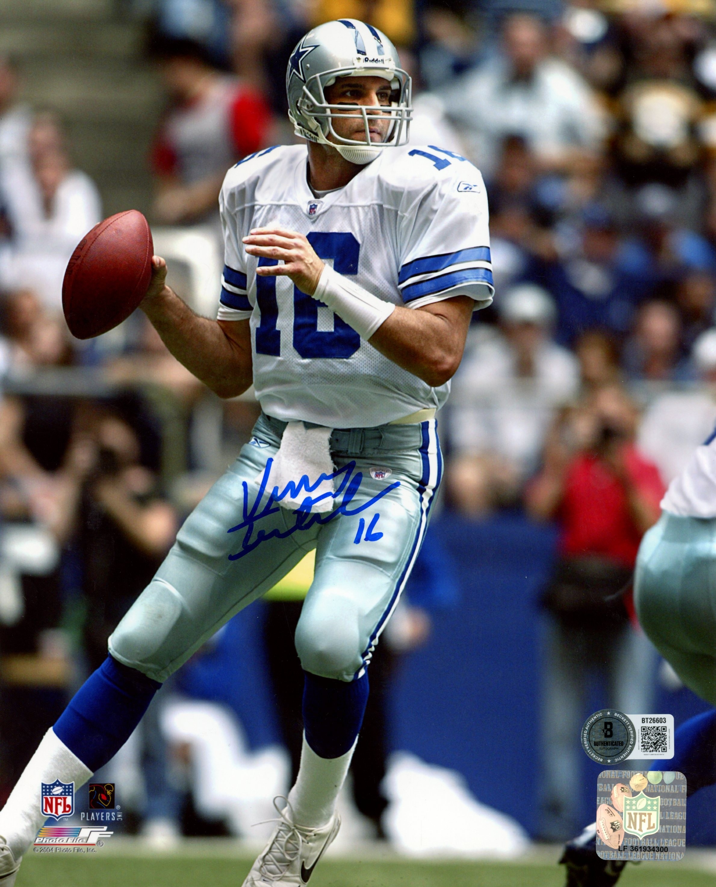 Vinny Testaverde Autographed/Signed Dallas Cowboys 8x10 Photo Beckett 56702