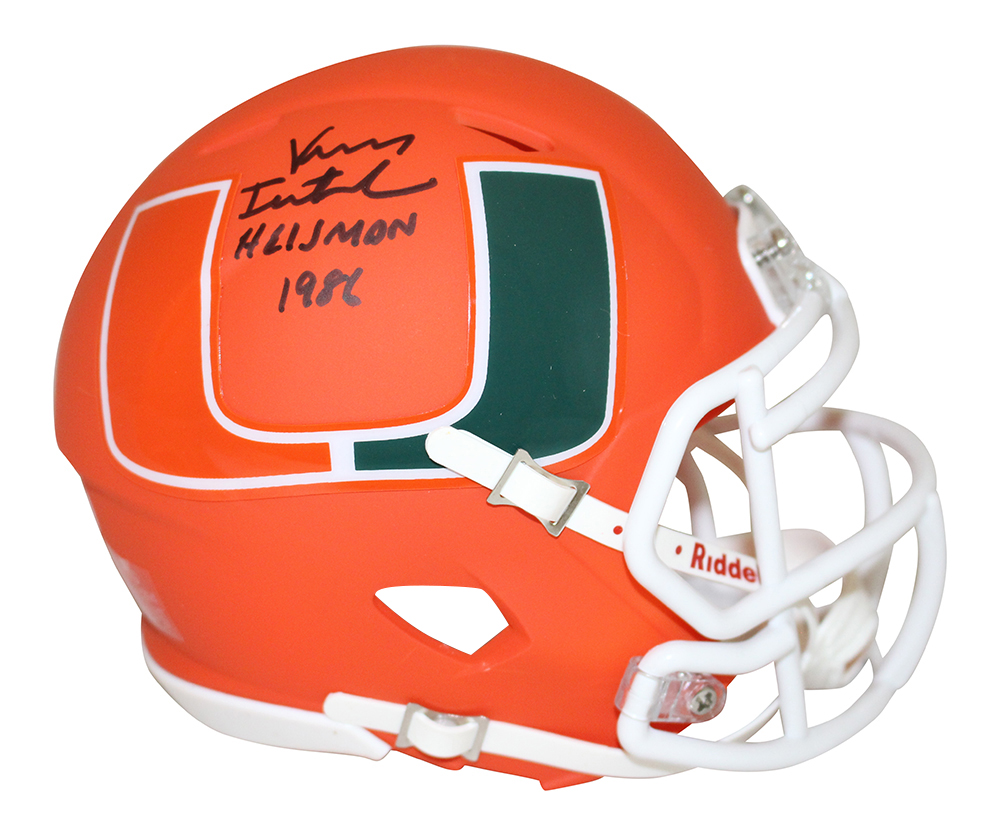Vinny Testaverde Signed Miami Hurricanes AMP Mini Helmet Heisman JSA 27629