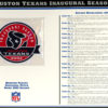 Houston Texans Inaugural Season Patch Stat Card Official Willabee & Ward