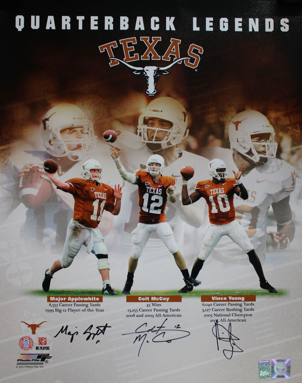 Texas Legends Autographed 16x20 Photo Applewhite McCoy & Young BAS 29312