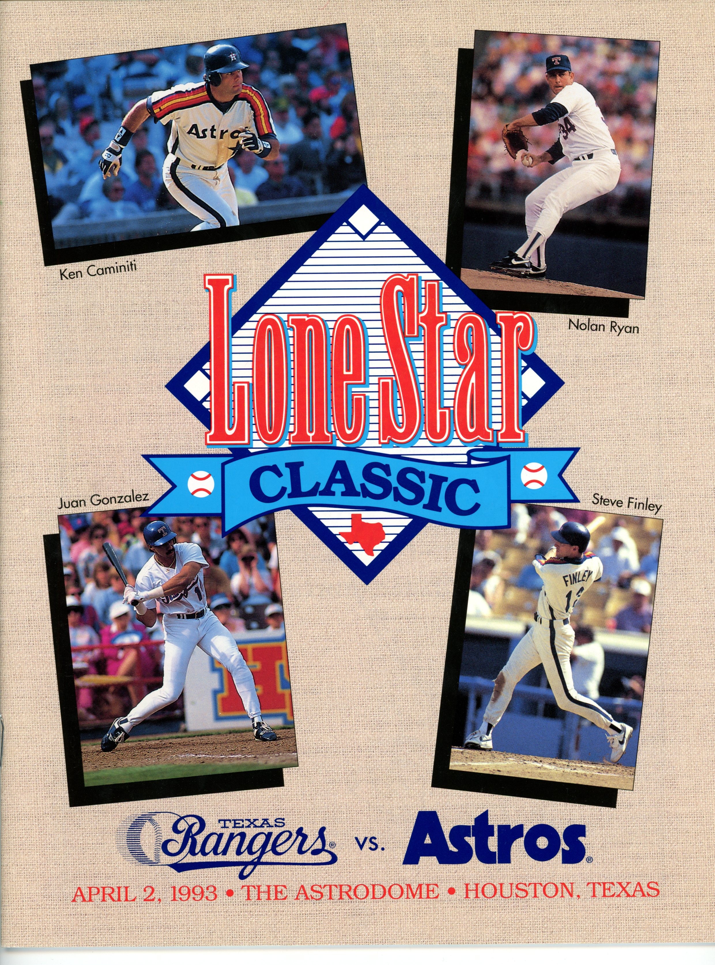 Texas Rangers Lone Star Classic 1993 Magazine Ticket Stub 4/2/93 vs Astros 56265