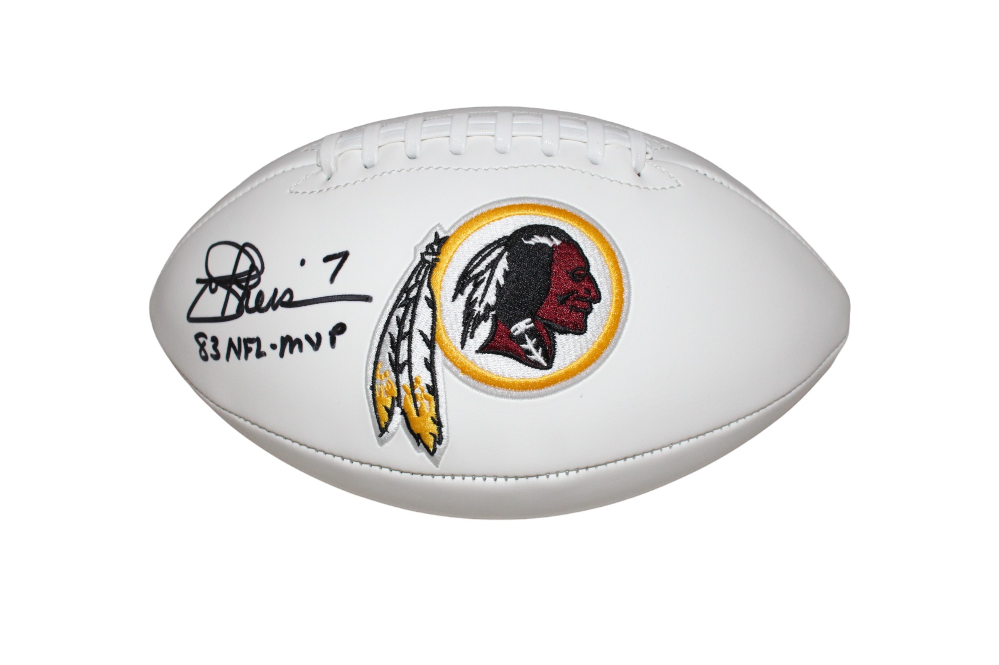 Joe Theismann Autographed Washington Redskings Logo Football BAS