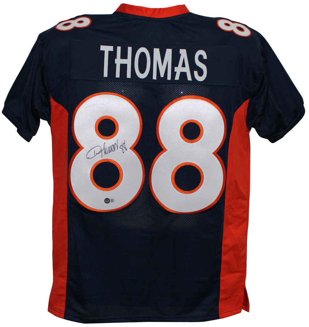 Demaryius Thomas Autographed/Signed Pro Style Blue XL Jersey Beckett