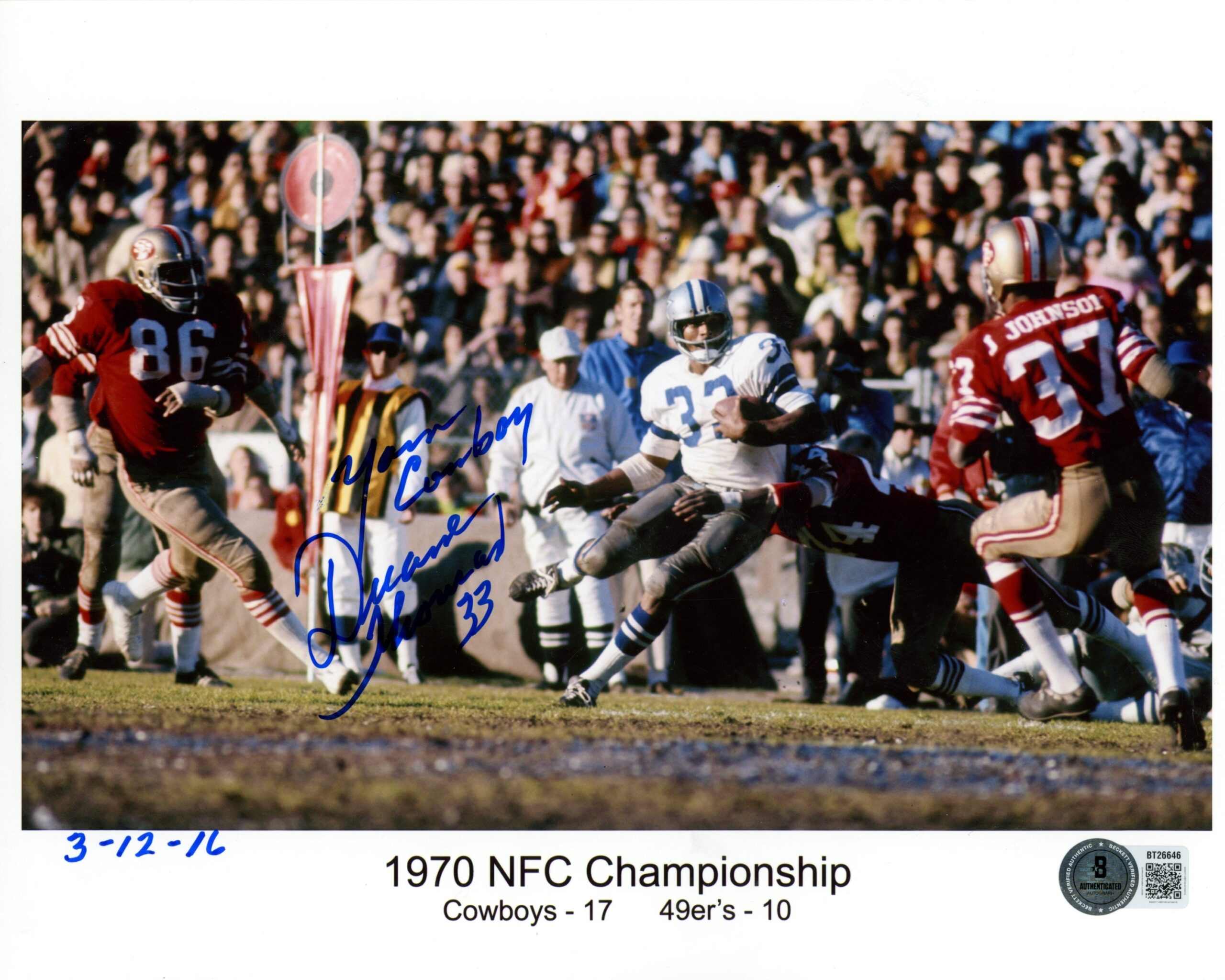 Duane Thomas Autographed Dallas Cowboys 8x10 Photo Your Cowboy Beckett 56637