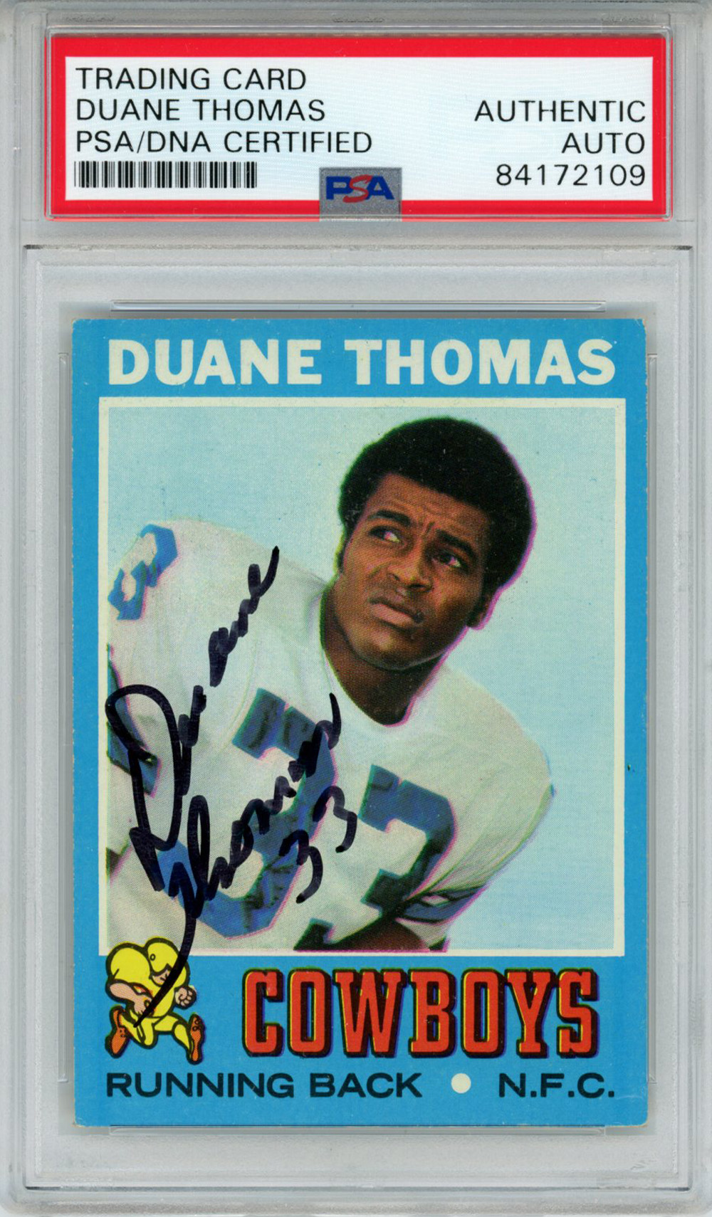 Duane Thomas Autographed 1971 Topps #65 Trading Card PSA Slab