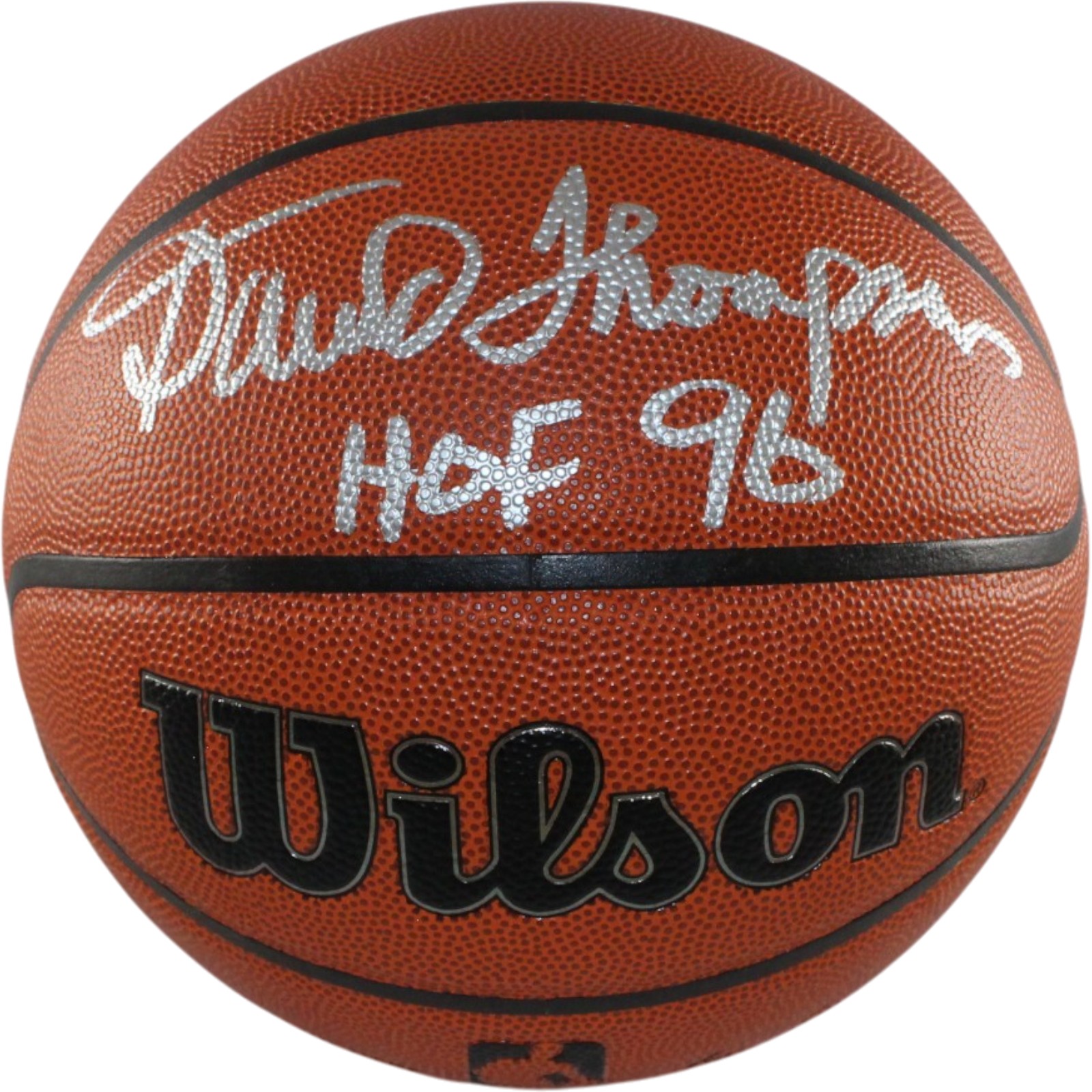 David Thompson Autographed Denver Nuggets Wilson Basketball HOF 96 SCH 55455