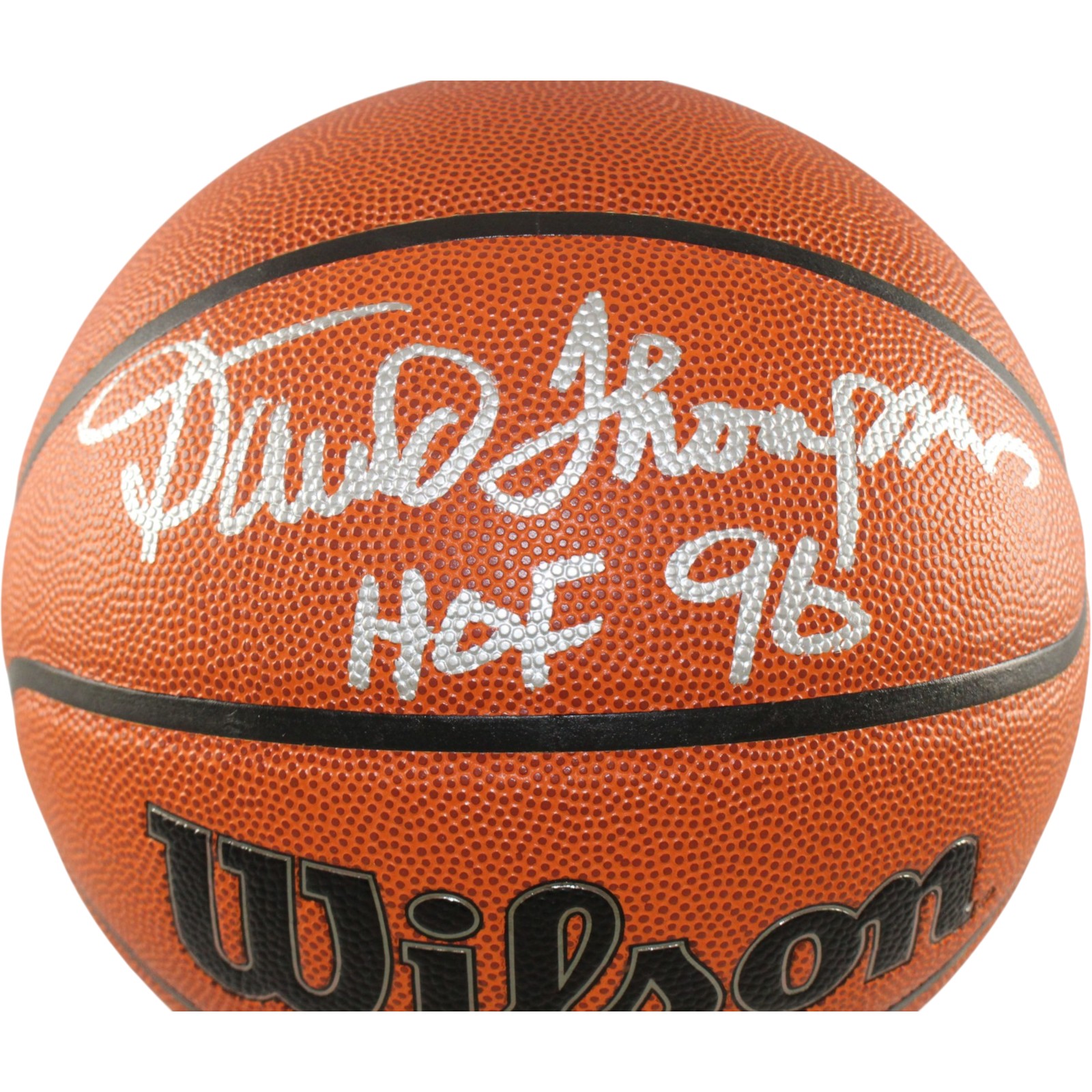 David Thompson Autographed Denver Nuggets Wilson Basketball HOF 96 SCH 55455
