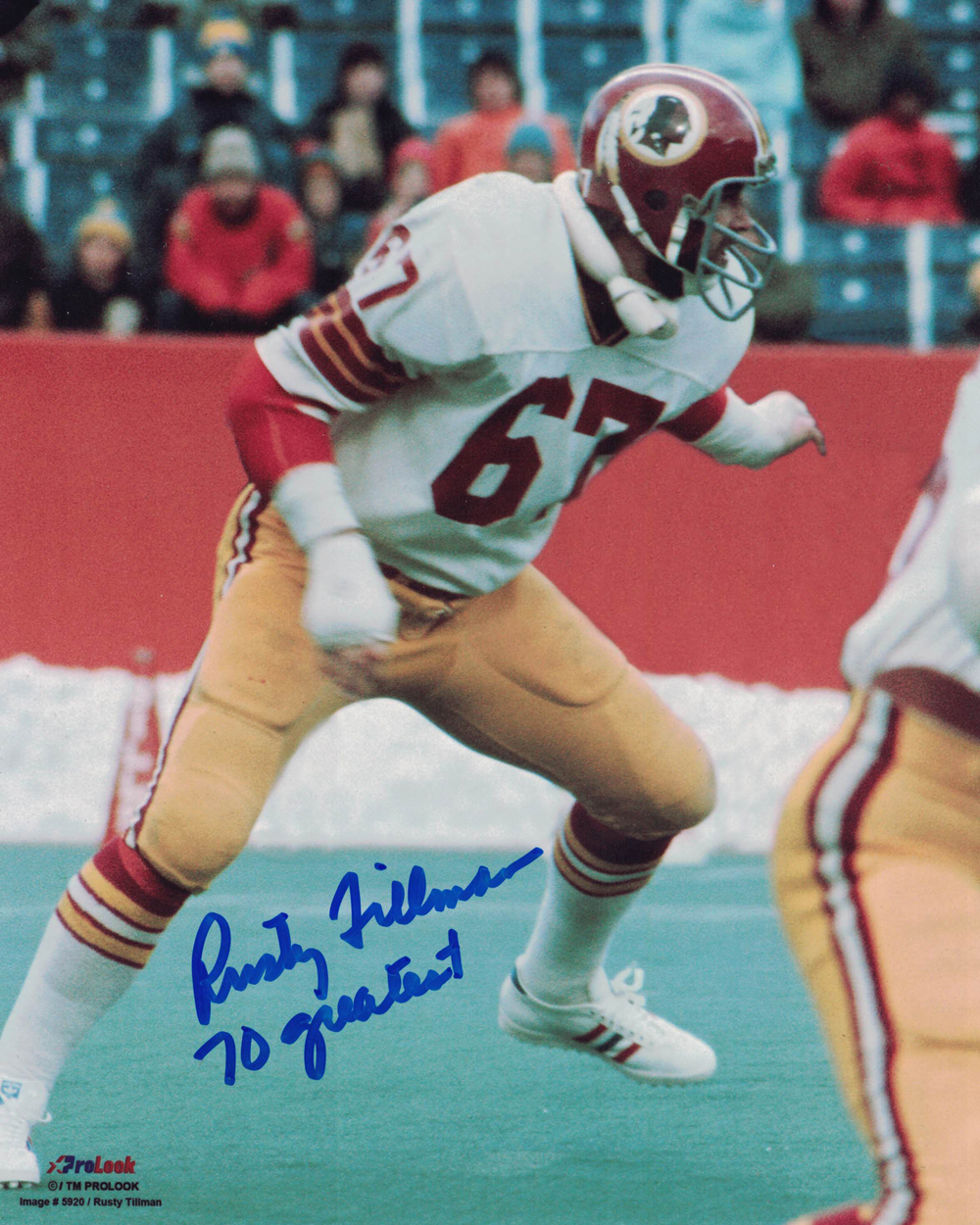 Rusty Tillman Autographed  Washington Redskins 8x10 Photo 70 Greatest 27944