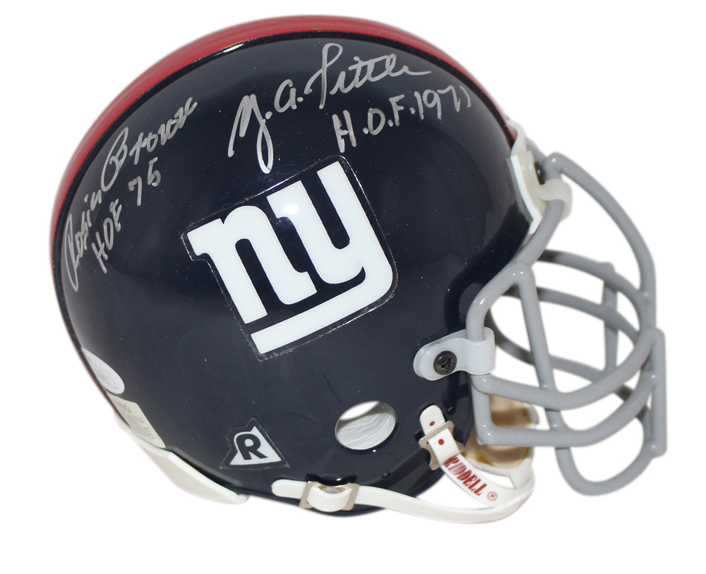 Ya Tittle Gifford & Brown Signed New York Giants Authentic Mini Helmet JSA
