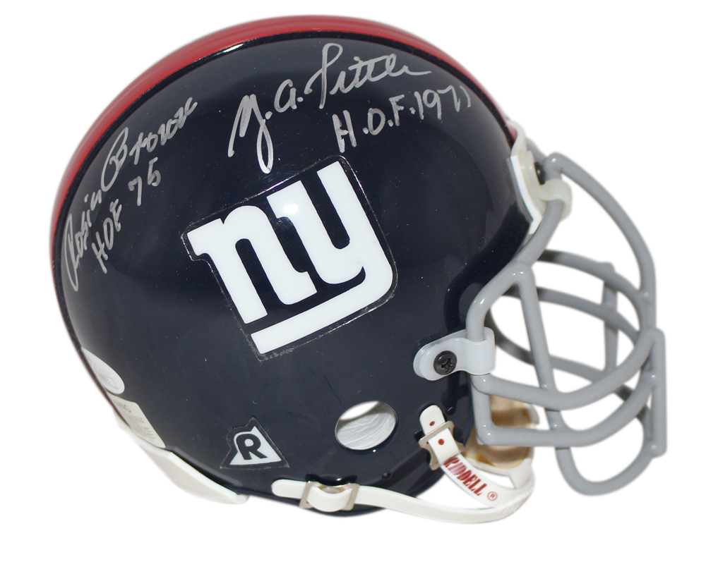 Ya Tittle Gifford & Brown Signed New York Giants Authentic Mini Helmet