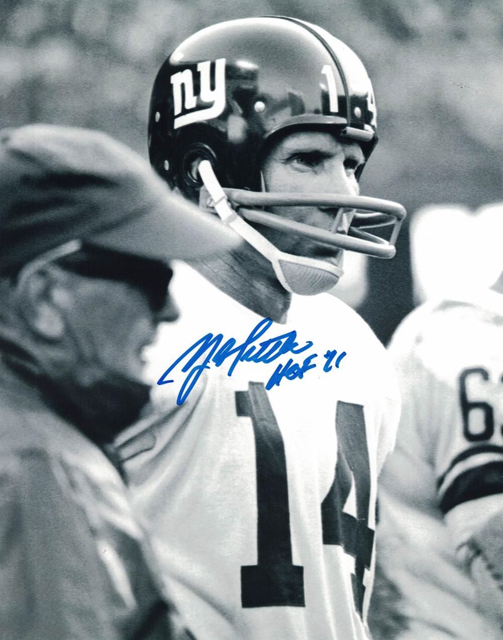 YA Tittle Autographed/Signed New York Giants 8x10 Photo HOF 27964