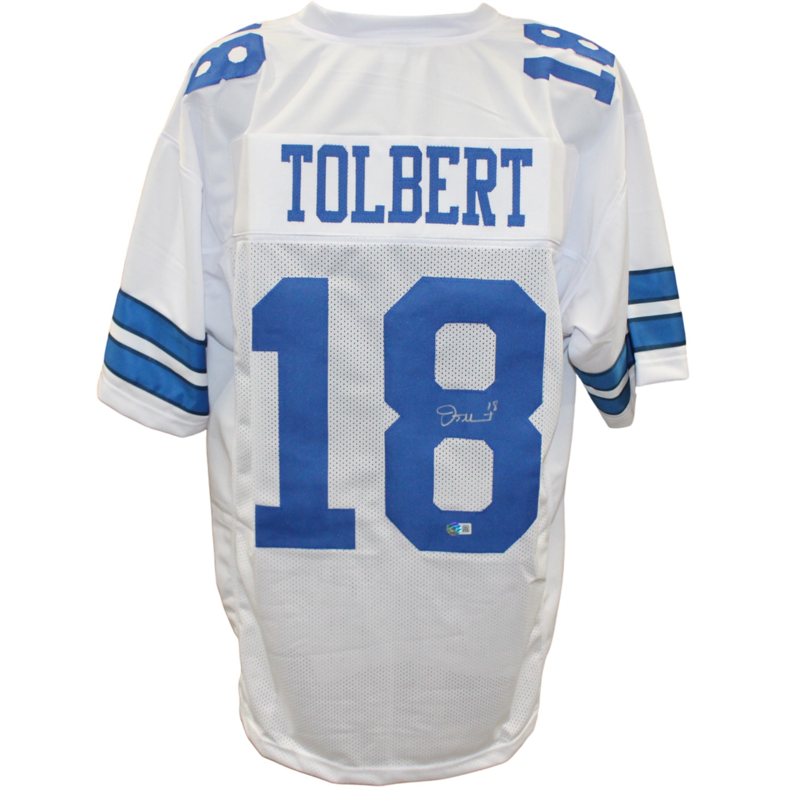 Jalen Tolbert Autographed/Signed Pro Style XL White Jersey Beckett 54104