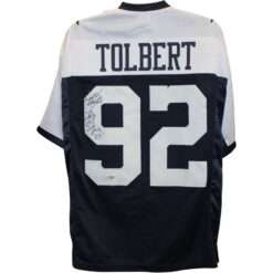 Tony Tolbert Autographed Pro Style Jersey Blue Size XL 3x SB Champ TRI 58760
