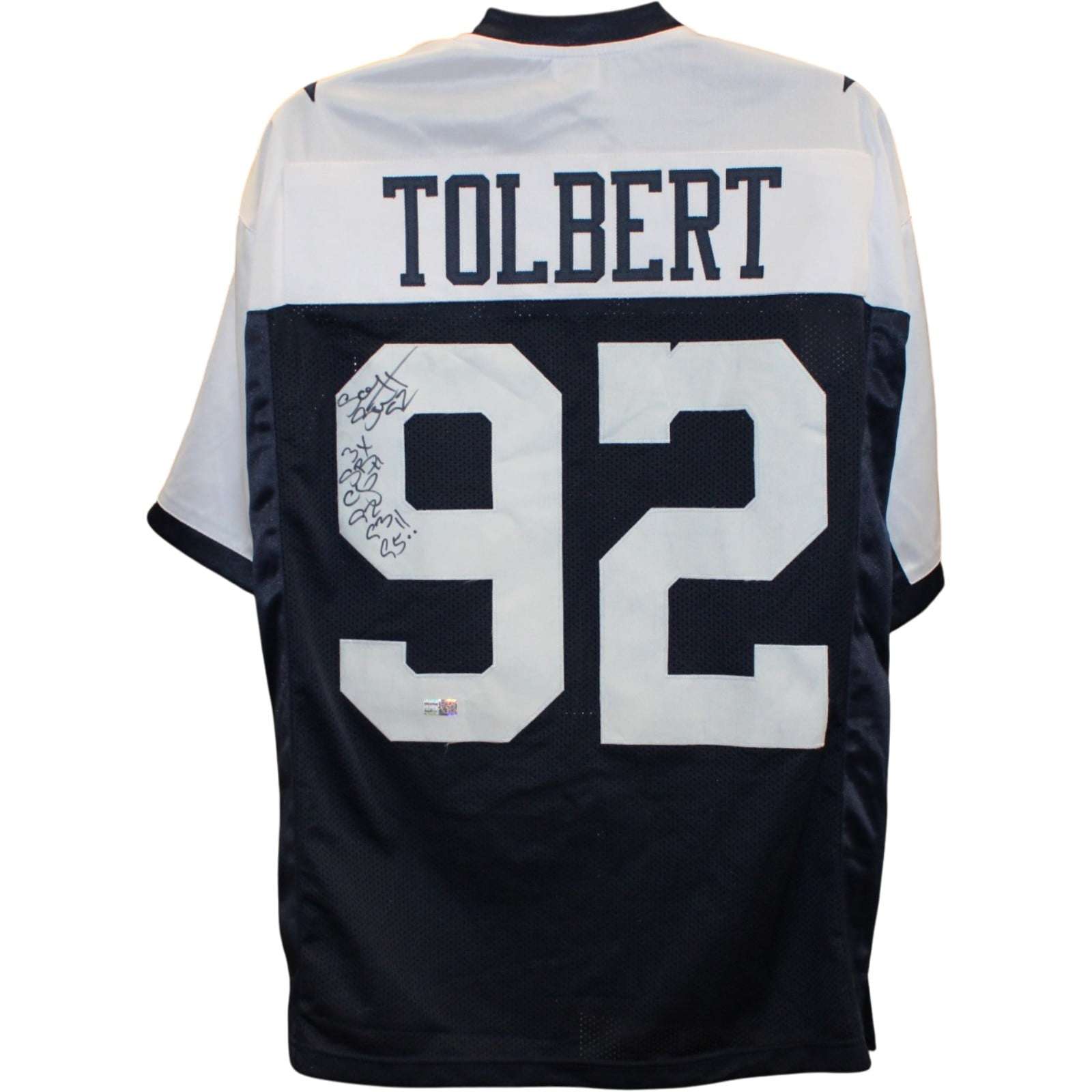 Tony Tolbert Autographed Pro Style Jersey Blue Size XL 3x SB Champ TRI 58760 1 Tony Tolbert Autographed Pro Style Jersey Blue Size XL 3x SB Champ TRI 58760