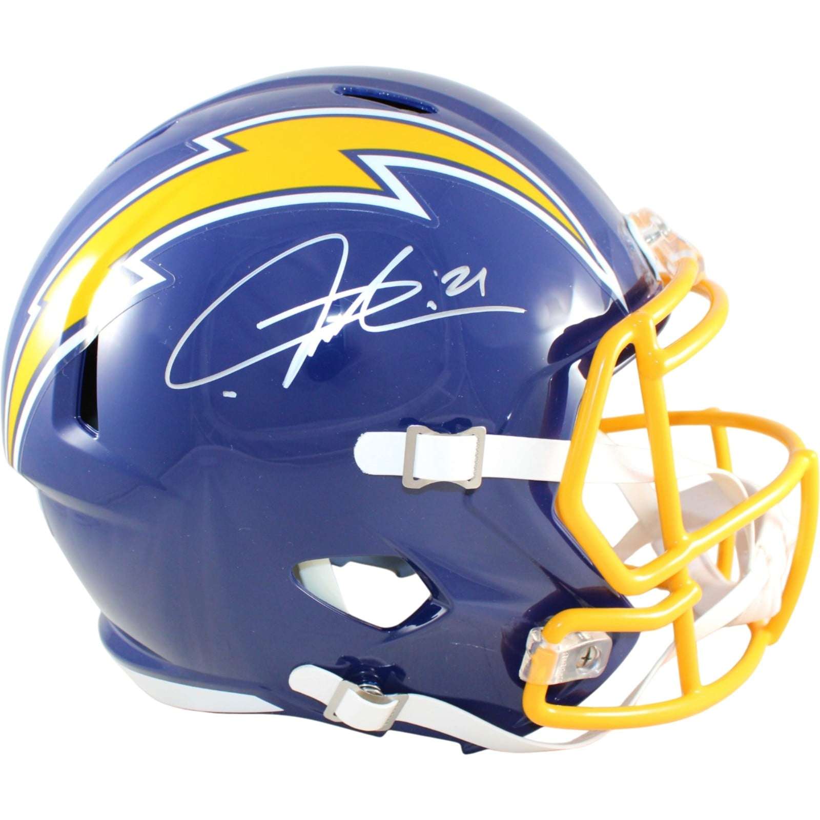 LaDainian Tomlinson Signed San Diego Chargers Helmet F/S Replica 74 TB BAS 58776