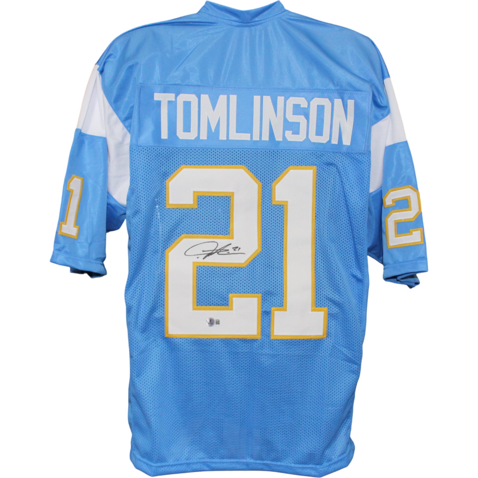 LaDainian Tomlinson Autographed Pro Style XL Blue Jersey Beckett Witness 53720