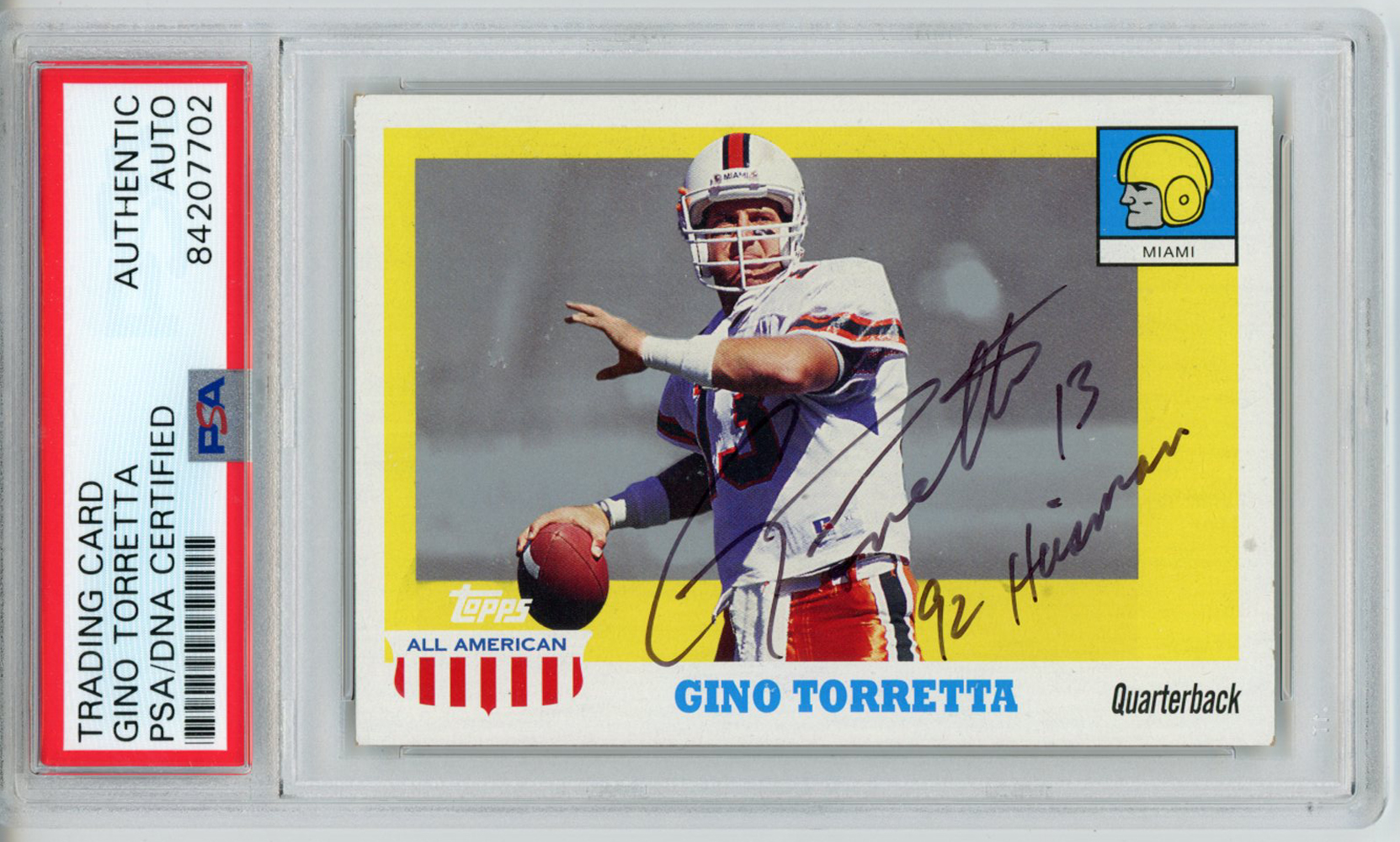 Gino Toretta Autographed 2005 Topps All American Trading Card PSA Slab 32618