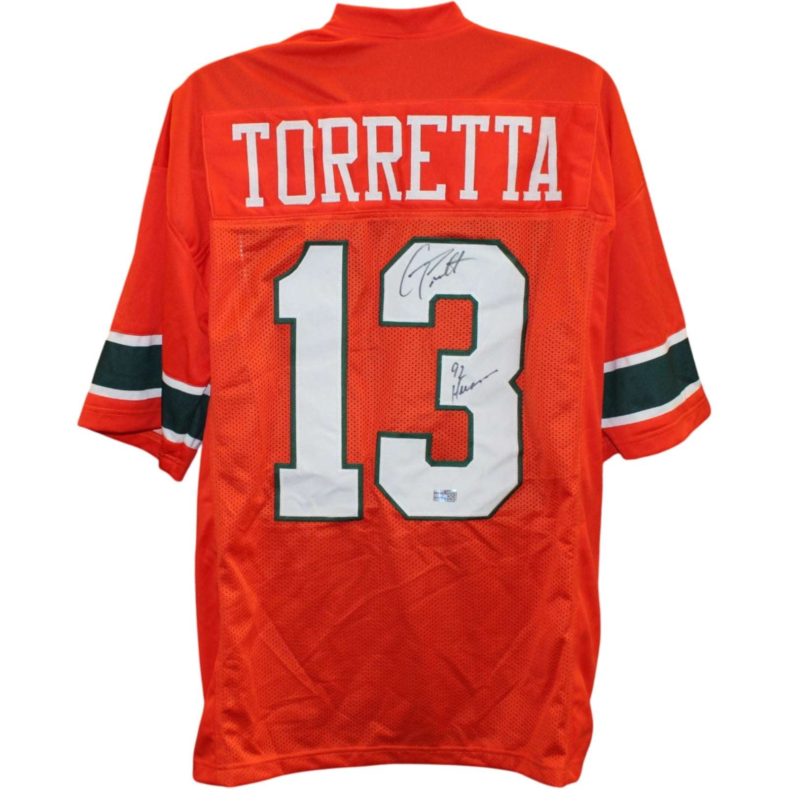 Gino Torretta Signed College Style Jersey Orange Size XL 92 Heisman TRI 58759
