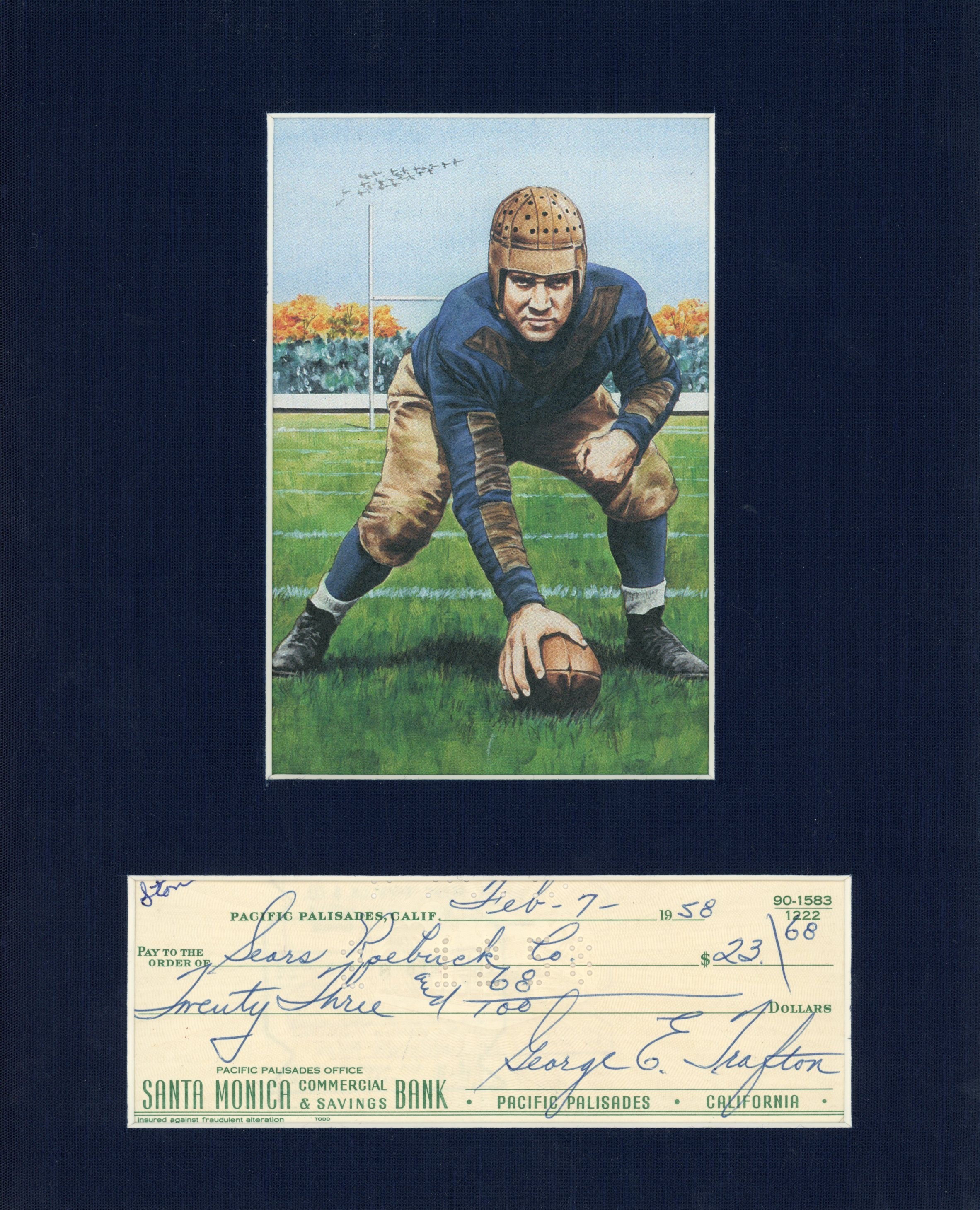 George Trafton Signed Chicago Bears Mat Cut Auto Goal Line Art Card BAS 55404