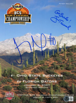 Jim Tressel & Troy Smith Signed 2007 Natl Championship Program BAS 46378