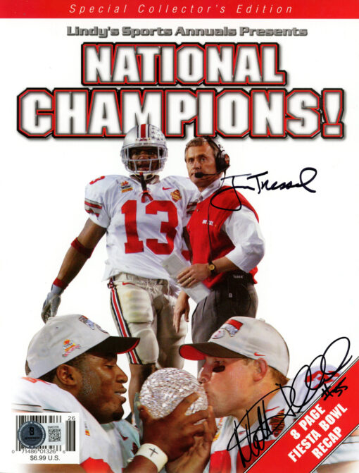 Jim Tressel & Matt Wilhelm Signed Champions Edition Magazine BAS 47481