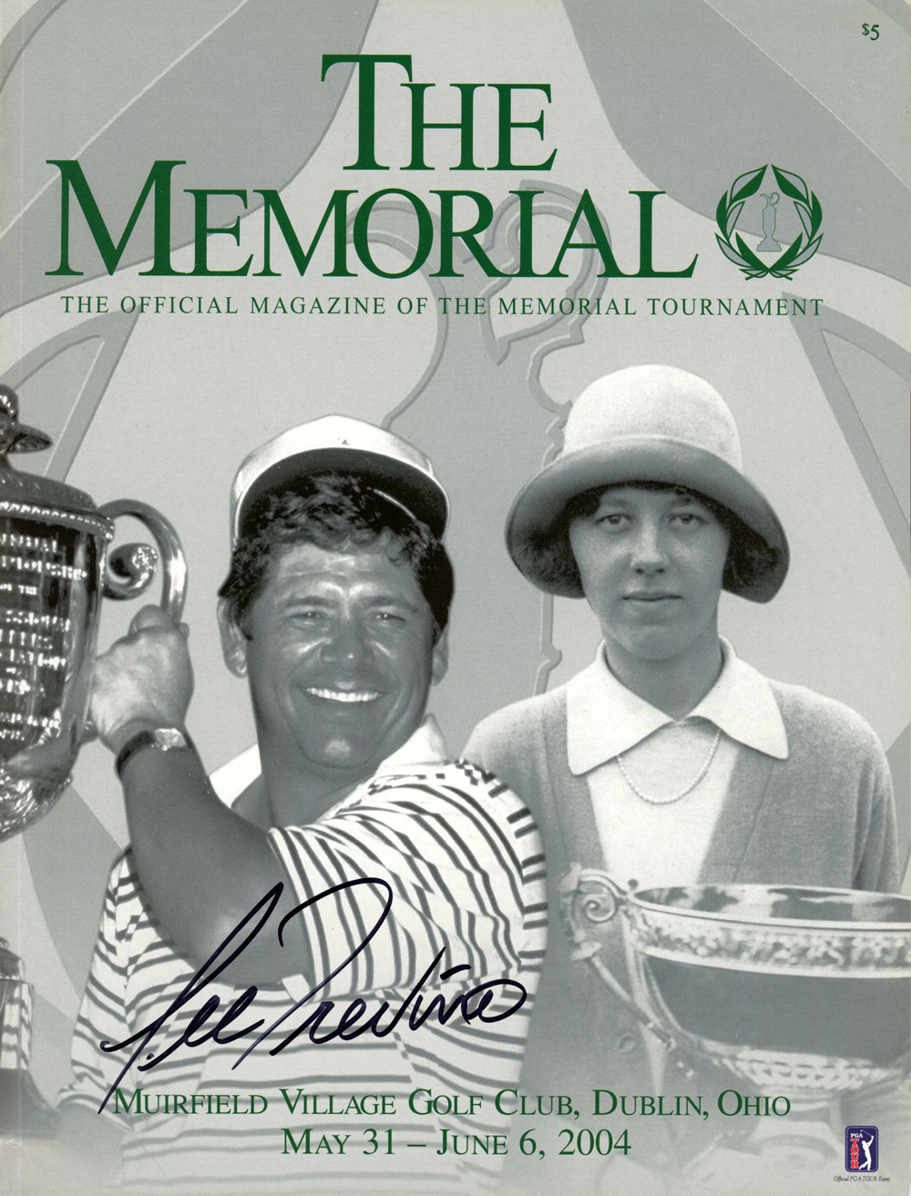 Lee Trevino Autographed 5/31/2004 The Memorial Magazine Beckett