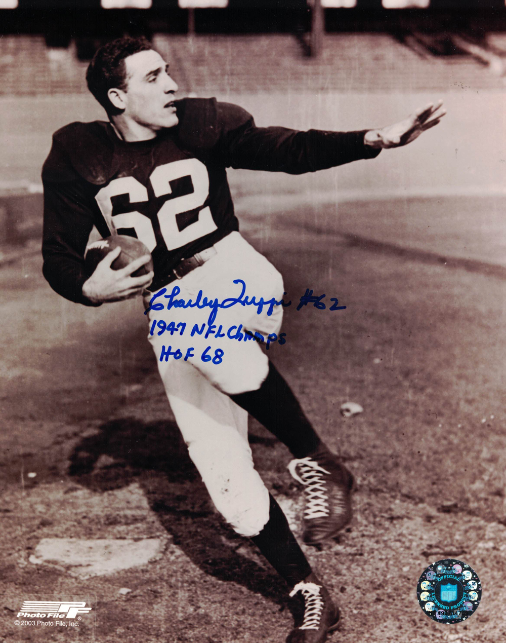 Charley Trippi Autographed/Signed Chicago Cardinals 8x10 Photo 2 Insc 27973