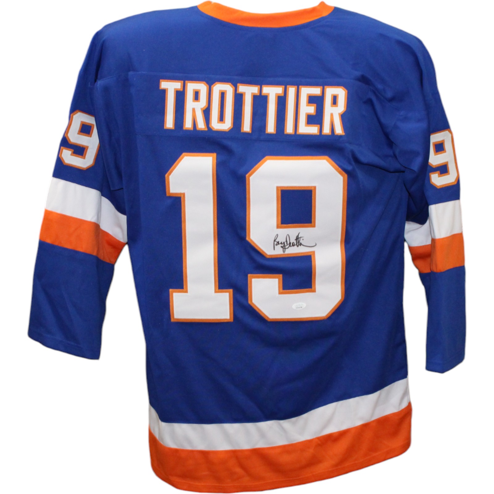 Bryan Trottier Autographed/Signed Pro Style Blue Jersey JSA 