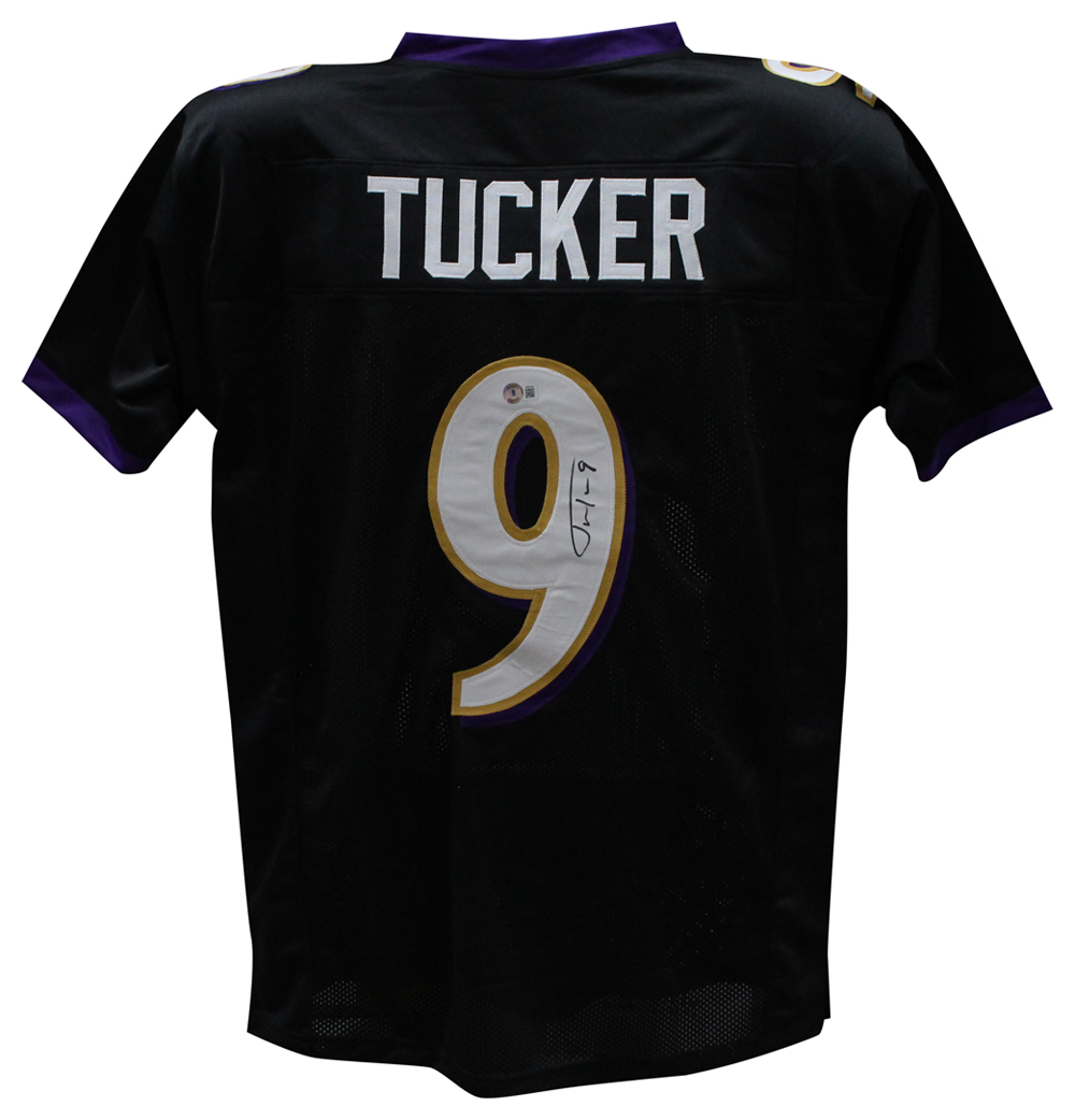 Justin Tucker Autographed/Signed Pro Style Black XL Jersey Beckett