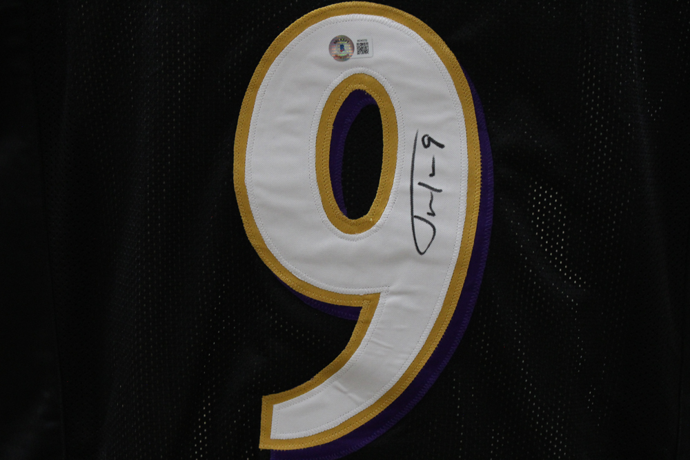 Justin Tucker Autographed/Signed Pro Style Black XL Jersey Beckett